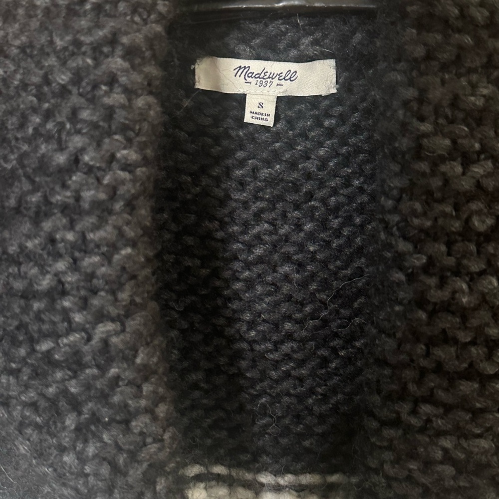 Madewell Black and Cream Knit Cardigan Vest - Picture 3 of 3
